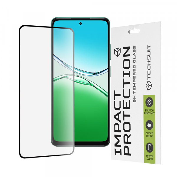 Folie de protectie Ecran Techsuit pentru Oppo A5 4G, Sticla Securizata, Full Glue, 111D, Neagra