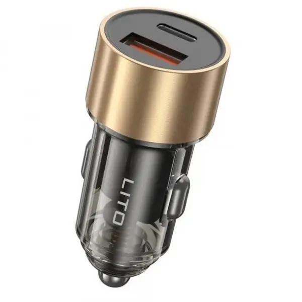 Incarcator Auto Lito IN-C04, 52W, 3A, 1 x USB-A - 1 x USB-C, Negru
