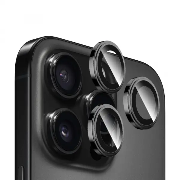 Folie de protectie Camera Spate Blueo Sapphire Crystal pentru Apple iPhone 14 Pro Max / 14 Pro, Sticla Securizata, Neagra