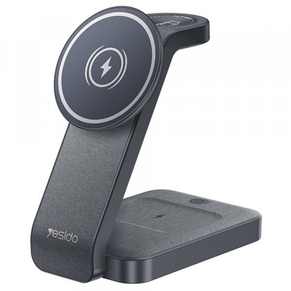 Incarcator Retea Wireless Yesido DS26 3in1, 15W, 1.67A, Gri