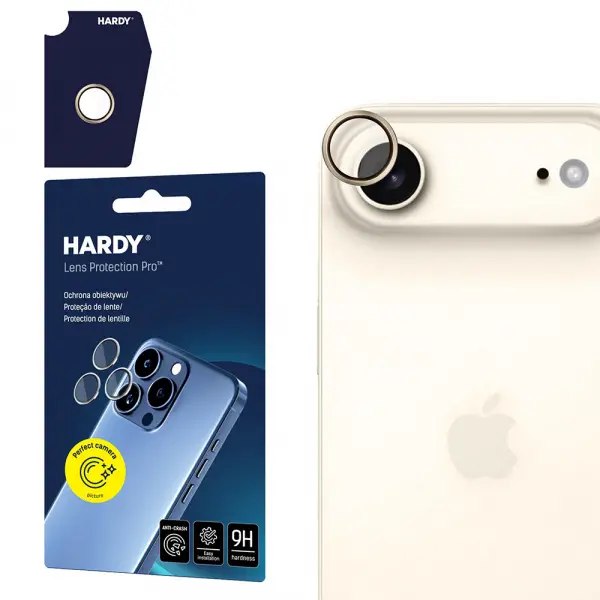 Folie de protectie Camera Spate 3MK Hardy Protection Pro pentru Apple iPhone 17 Air, Sticla Securizata, Aurie