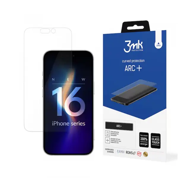 Folie de protectie Ecran 3MK ARC+ pentru Apple iPhone 16 Pro, Plastic