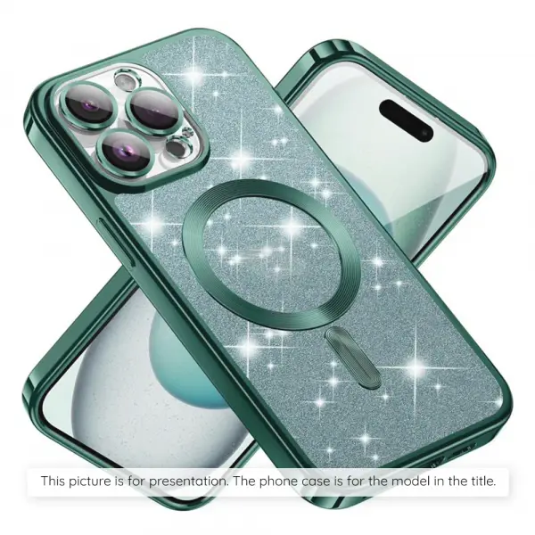 Husa MagSafe pentru Apple iPhone 17 Air, Techsuit, Luxury Glitter, Verde Deschis