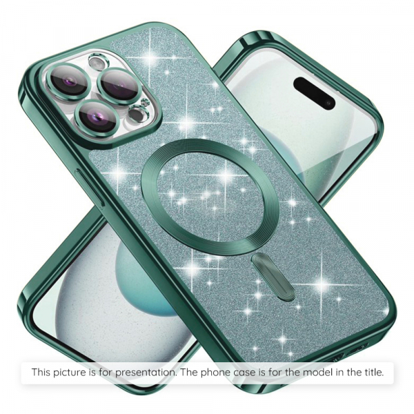 Husa MagSafe pentru Apple iPhone 17 Air, Techsuit, Luxury Glitter, Verde Deschis