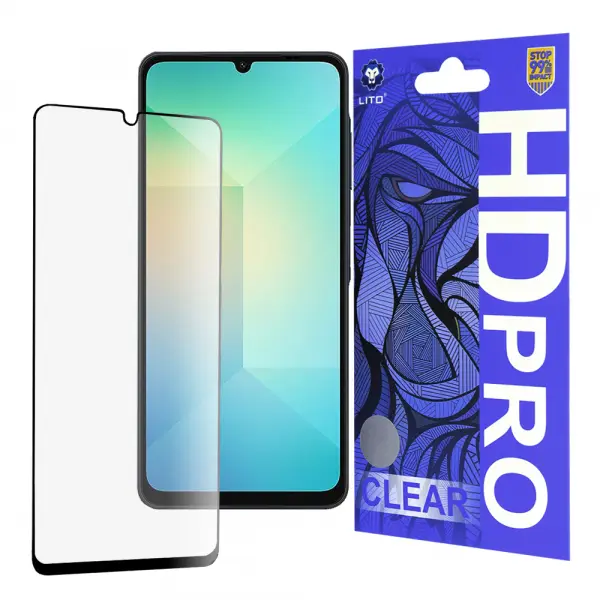 Folie de protectie Ecran Lito HD Pro Clear pentru Samsung Galaxy A06 A065, Sticla Securizata, Full Glue, Neagra
