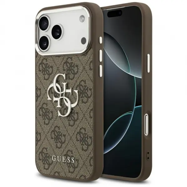 Husa pentru Apple iPhone 17 Pro Max, Guess, Big 4G Logo Classic, Maro Argintie