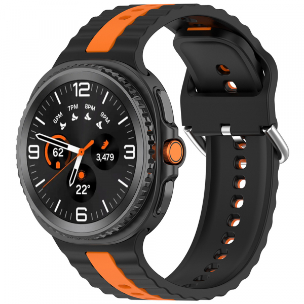 Curea Techsuit W078 pentru Samsung Galaxy Watch8 / Watch8 Classic Series, Neagra Portocalie