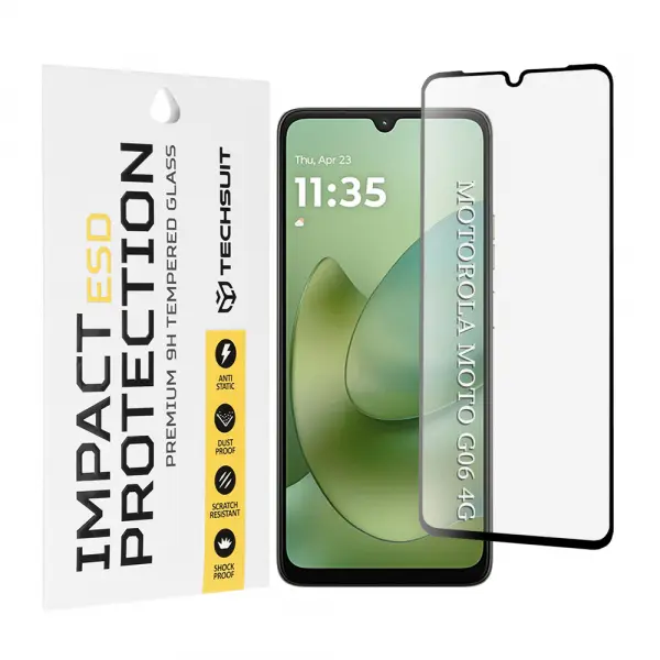 Folie de protectie Ecran  Techsuit pentru Motorola Moto G06 Power / G06, Sticla Securizata, Full Glue, Neagra