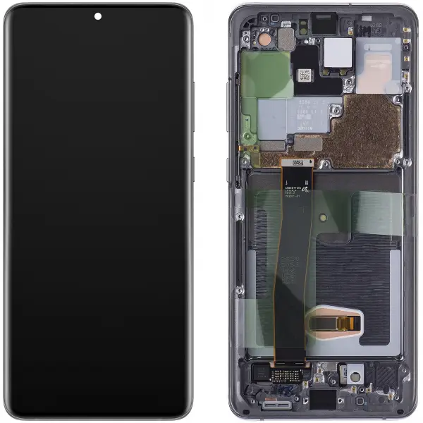 Display cu Touchscreen Samsung Galaxy S20 Ultra 5G G988 / S20 Ultra G988, cu Rama, Gri, Service Pack GH82-26032B