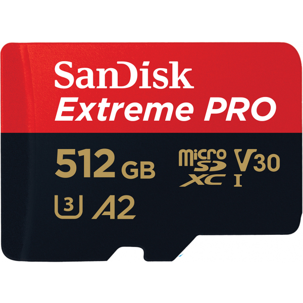 Card Memorie microSDXC SanDisk Extreme Pro, 512Gb, Clasa 10 / UHS-1 U3, Cu Adaptor SDSQXCD-512G-GN6MA