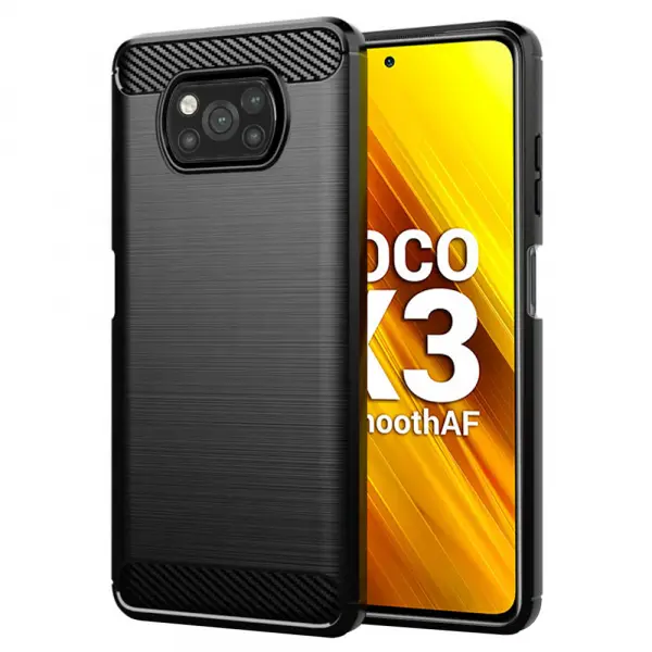 Husa pentru Xiaomi Poco X3 Pro / X3 NFC / X3, Techsuit, Carbon, Neagra