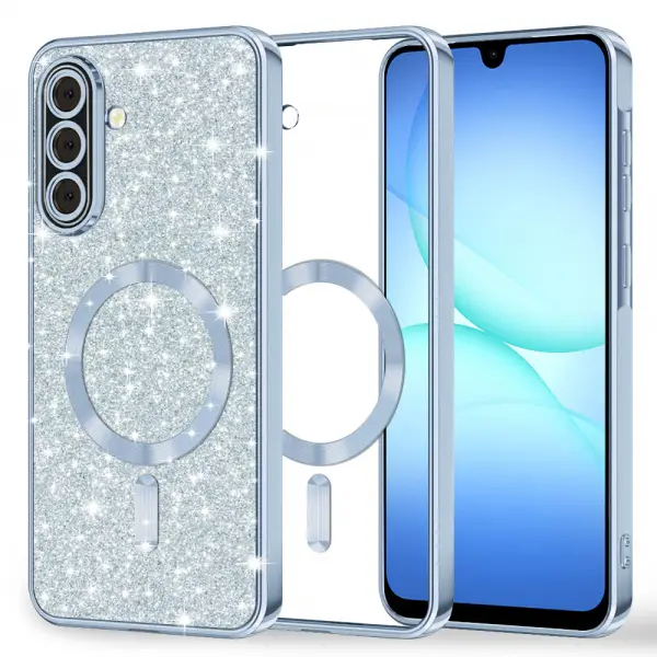 Husa MagSafe pentru Samsung Galaxy A17 4G / A17 5G, Techsuit, Luxury Glitter, Bleu