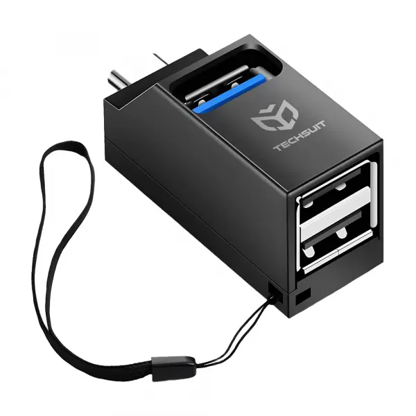 Hub USB-C Techsuit H10 EchoLink, 3in1, Negru
