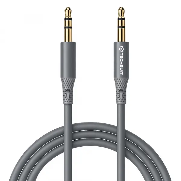 Cablu Audio 3.5mm - 3.5mm Techsuit AC3 SoundFlex, 1m, Gri