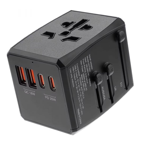 Incarcator Retea Techsuit HHT904-B2 Travel, 20W, 3A, 2 x USB-A - 2 x USB-C, Negru