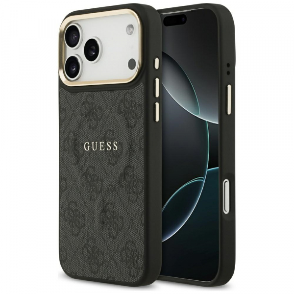 Husa MagSafe pentru Apple iPhone 17 Pro Max, Guess, 4G Classic, Neagra