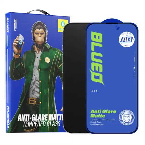 Folie de protectie Ecran Blueo Anti-Glare pentru Apple iPhone 14 Pro Max, Sticla Securizata, Full Glue, Neagra