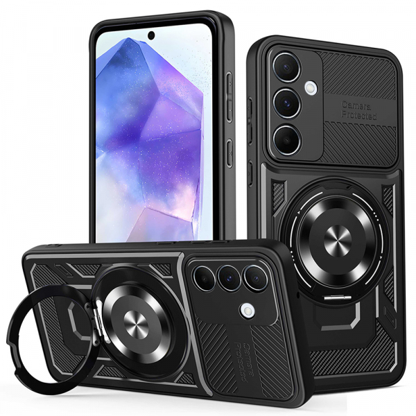 Husa pentru Samsung Galaxy A55 5G A556, Techsuit, RuggedCam, Neagra