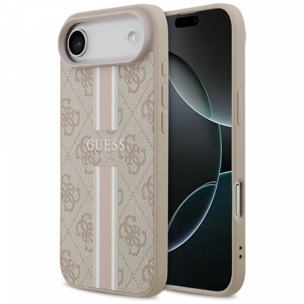 Husa MagSafe pentru Apple iPhone 17 Air, Guess, 4G Printed Stripes, Roz