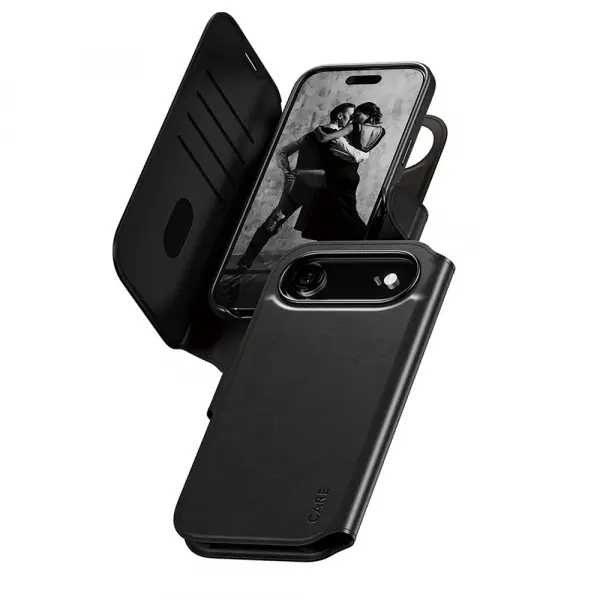 Husa MagSafe pentru Apple iPhone 17 Air, PanzerGlass, Care Feature Tango Two-in-One, Neagra