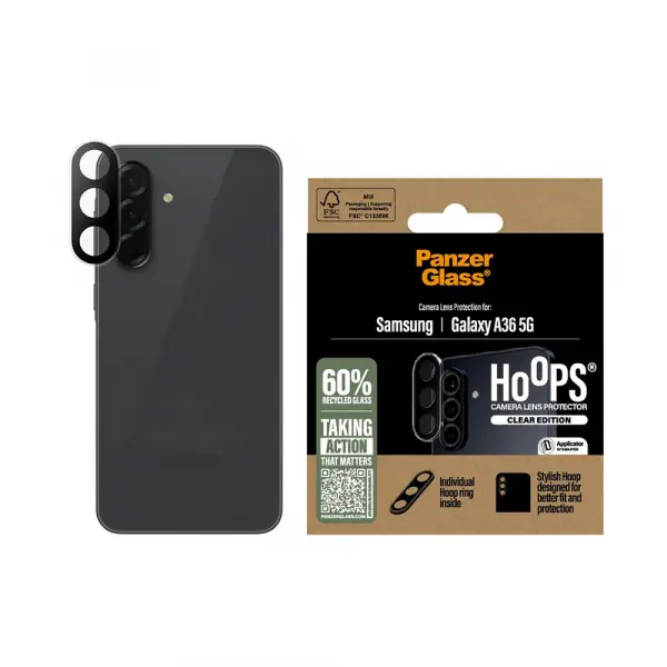 Folie de protectie Camera Spate PanzerGlass Hoops pentru Samsung Galaxy A36 A366, Sticla Securizata, Transparenta