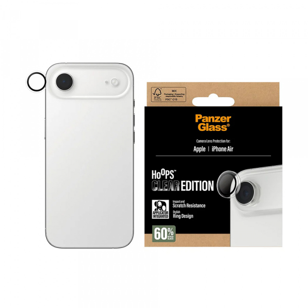 Folie de protectie Camera Spate PanzerGlass Hoops pentru Apple iPhone 17 Air, Sticla Securizata, Transparenta