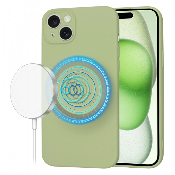 Husa MagSafe pentru Apple iPhone 15 Plus, Techsuit, SoftFlex, Matcha