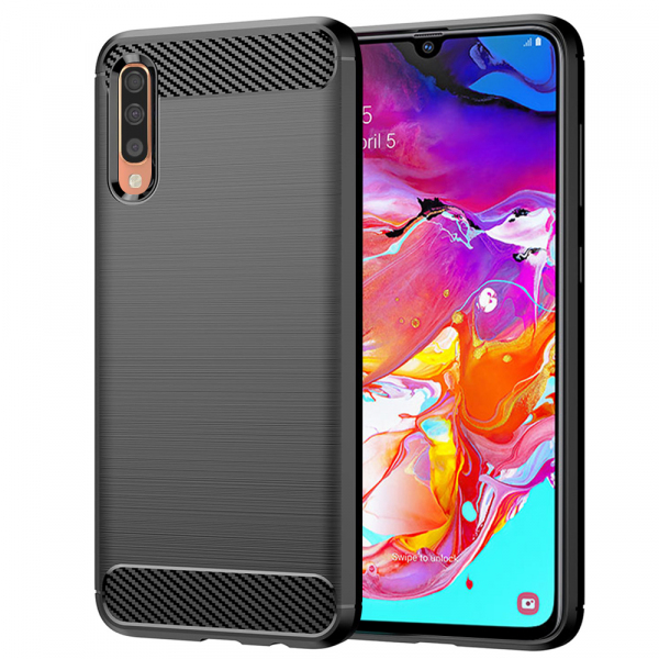 Husa pentru Samsung Galaxy A70s A707 / A70 A705, Techsuit, Carbon, Neagra