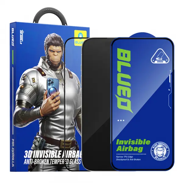 Folie de protectie Ecran Blueo Anti-Broken pentru Apple iPhone 16 / 15 / 14 Pro, Sticla Securizata, Full Glue, Neagra