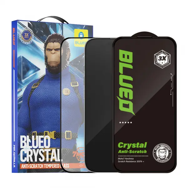 Folie de protectie Ecran Blueo Crystal Anti-Scratch pentru Apple iPhone 15 Pro Max, Sticla Securizata, Full Glue, Neagra