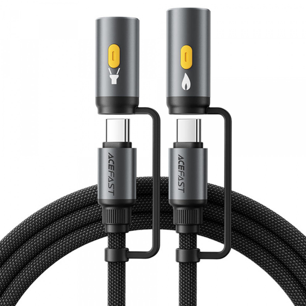 Cablu Date si Incarcare USB-C / Lanterna - USB-C / Bricheta Electrica Acefast J4, 60W, 1.2m, Negru