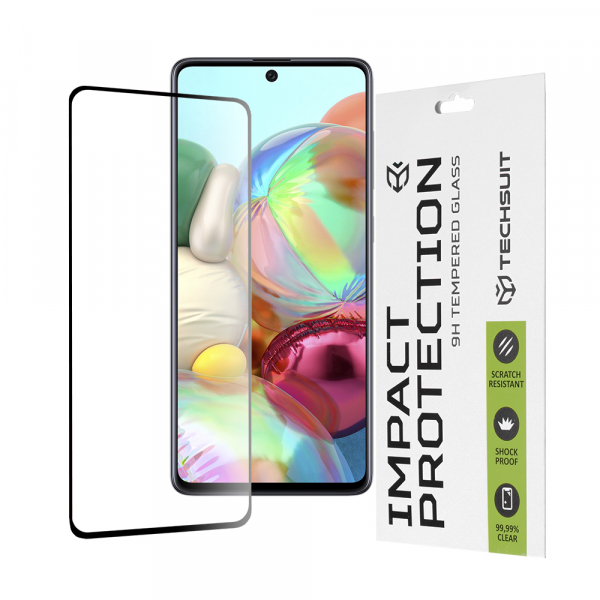 Folie de protectie Ecran Techsuit pentru Samsung Galaxy M51 M515 / A71 5G A716 / Note10 Lite N770, Sticla Securizata, Full Glue, 111D, Neagra
