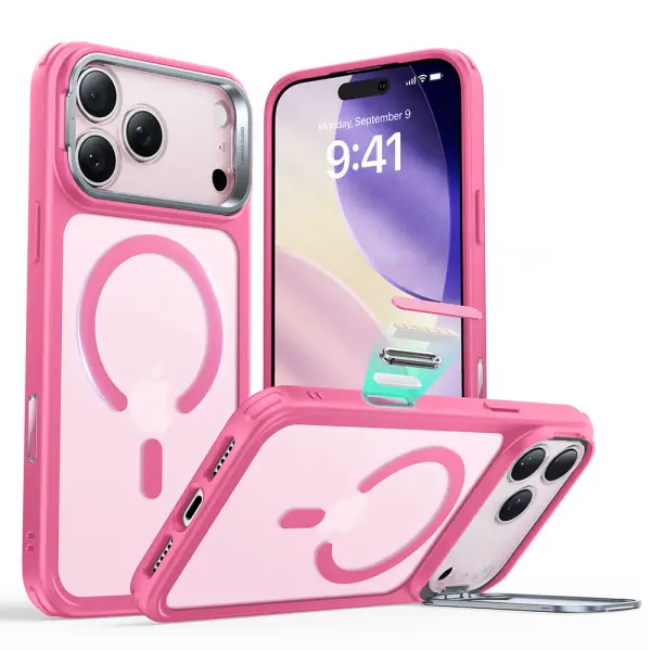 Husa MagSafe pentru Apple iPhone 17 Pro, ESR, Classic Hybrid Kickstand, Roz Satinata