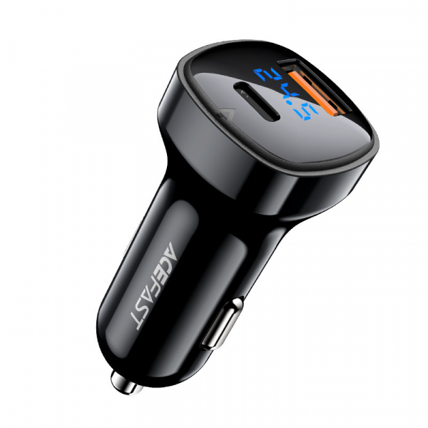 Incarcator Auto Acefast B4, 66W, 3A, 1 x USB-A - 1 x USB-C, Negru