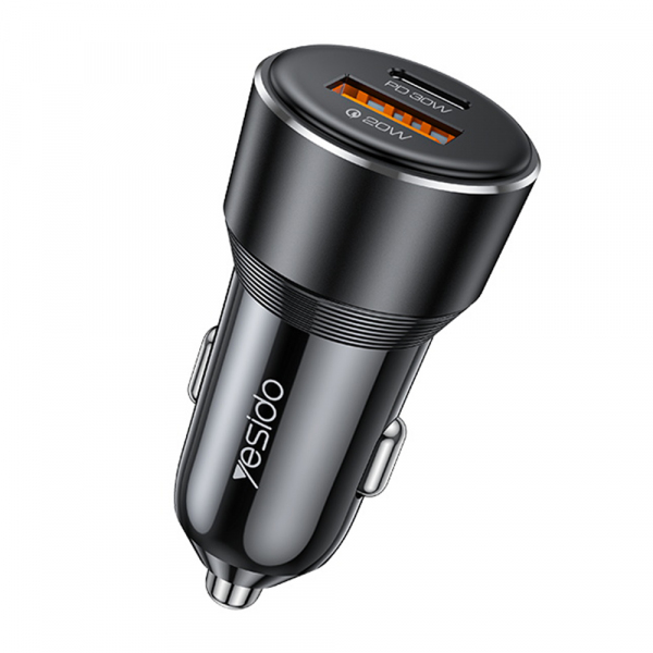 Incarcator Auto Yesido Y64, 50W, 3A, 1 x USB-A - 1 x USB-C, Negru