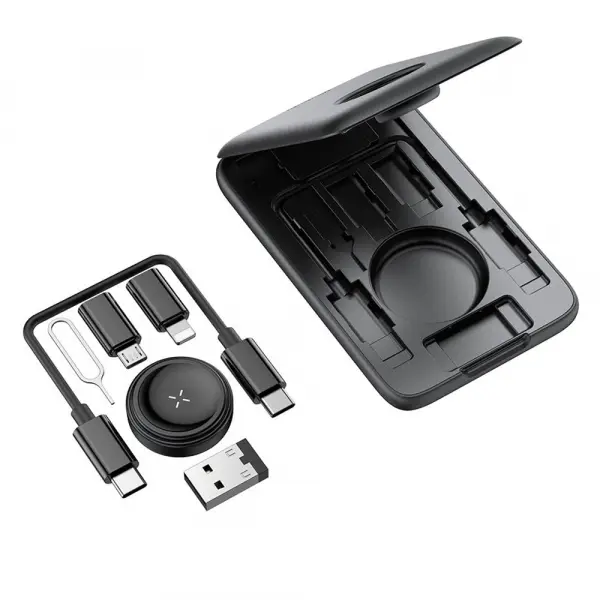 Incarcator Wireless cu Organizator McDodo CH-2440 8in1 pentru Apple Watch Series, Negru