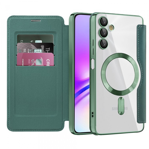 Husa MagSafe pentru Samsung Galaxy A05s A057, Techsuit, SmartMag Book, Verde