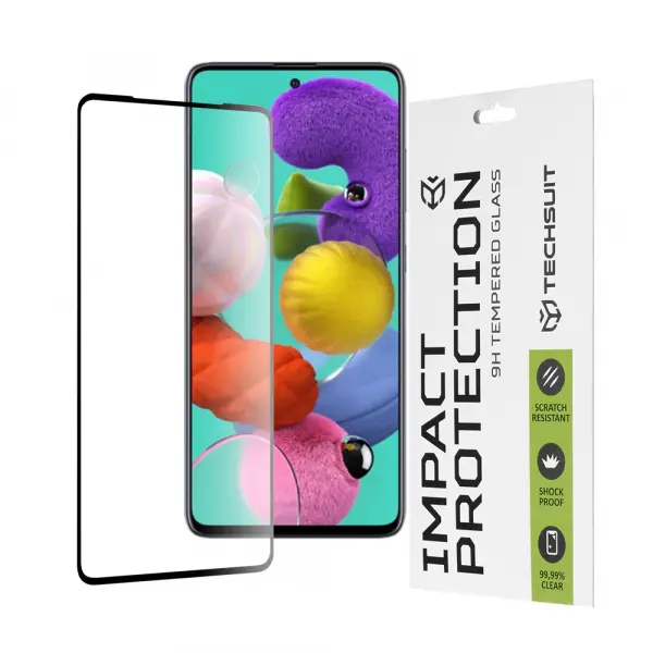 Folie de protectie Ecran Techsuit pentru Samsung Galaxy A51 5G A516 / A51 A515, Sticla Securizata, Full Glue, 111D, Neagra