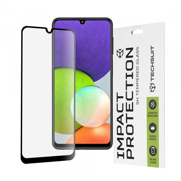 Folie de protectie Ecran Techsuit pentru Samsung Galaxy M22 M225 / A22 A225, Sticla Securizata, Full Glue, 111D, Neagra