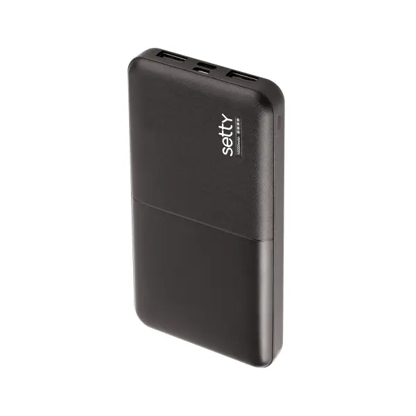 Baterie Externa Setty, 10000mAh, 10W, 2 x USB-A, Neagra