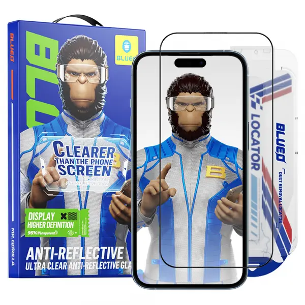 Folie de protectie Ecran Blueo Anti-Reflective HD Applicator Pro pentru Apple iPhone 14 Pro Max, Sticla Securizata, Full Glue, Neagra