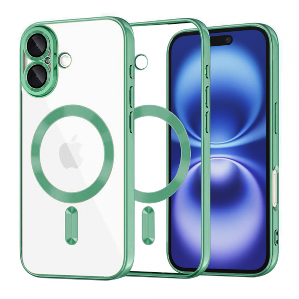 Husa MagSafe pentru Apple iPhone 16, Techsuit, Luxury Crystal, Verde Deschis