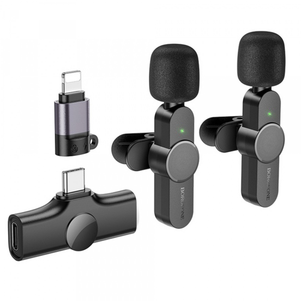 Lavaliera Borofone BFK12 Trophy, USB-C / Lightning, Set 2 bucati, Negru