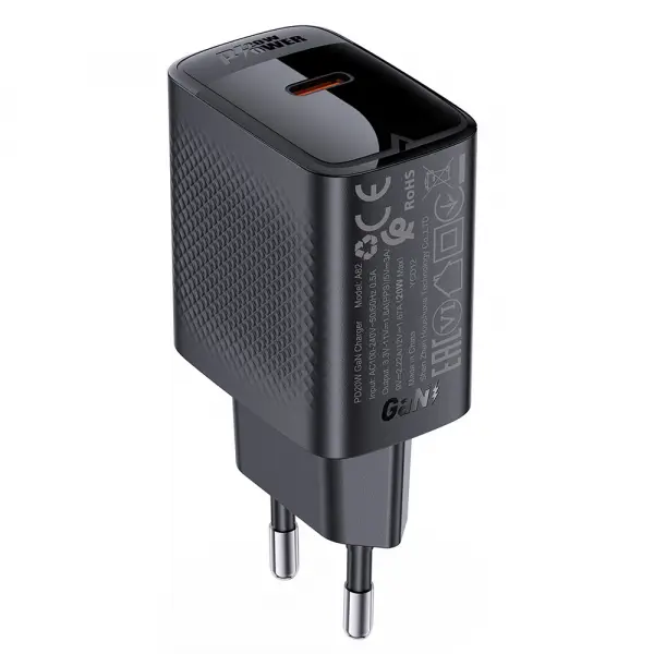 Incarcator Retea Acefast A82, 20W, 3A, 1 x USB-C, Negru