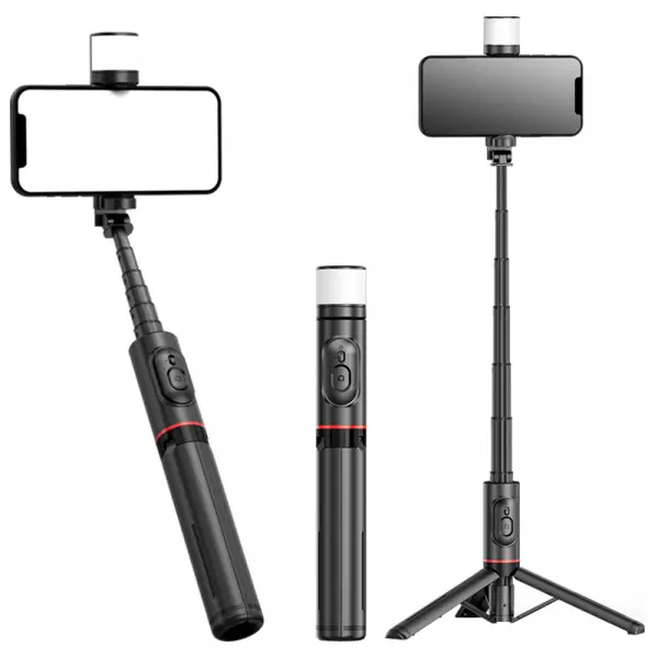 Selfie Stick Bluetooth Techsuit Q12S, Universal, Negru