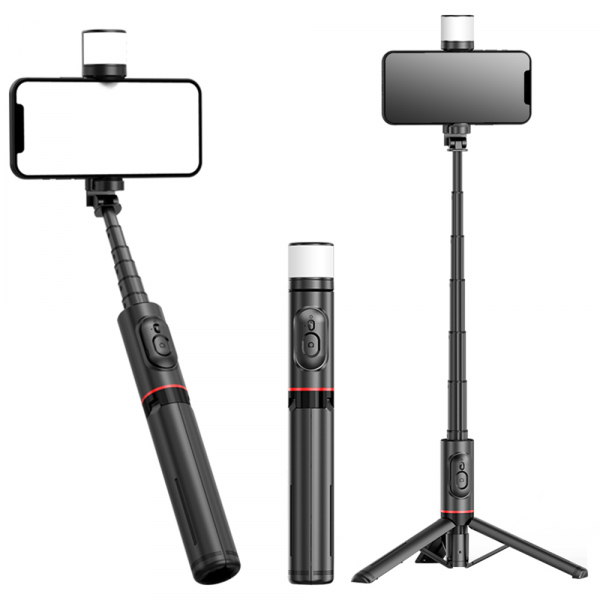 Selfie Stick Bluetooth Techsuit Q12S, Universal, Negru