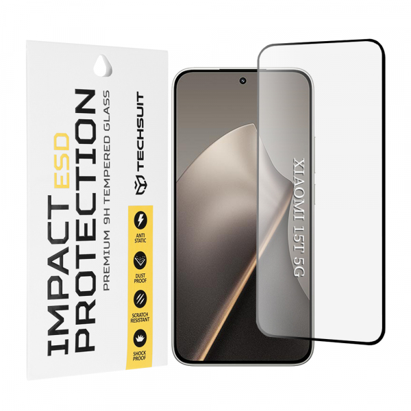 Folie de protectie Ecran  Techsuit pentru Xiaomi 15T, Sticla Securizata, Full Glue, Neagra