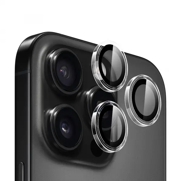 Folie de protectie Camera Spate Blueo Metal Frame pentru Apple iPhone 16 Pro Max / 16 Pro, Sticla Securizata, Transparenta