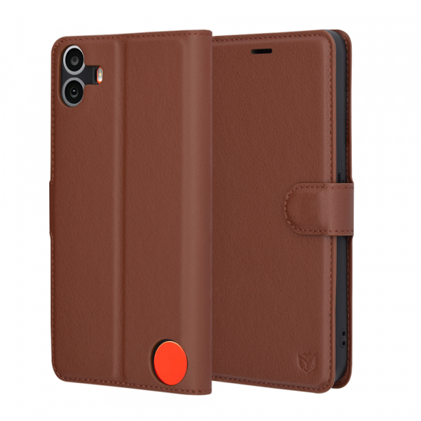 Husa pentru Nothing CMF Phone 1, Techsuit, Leather Folio, Maro