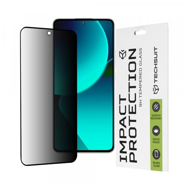 Folie de protectie Ecran Privacy Techsuit pentru Xiaomi 13T Pro / 13T, Sticla Securizata, Full Glue, 111D